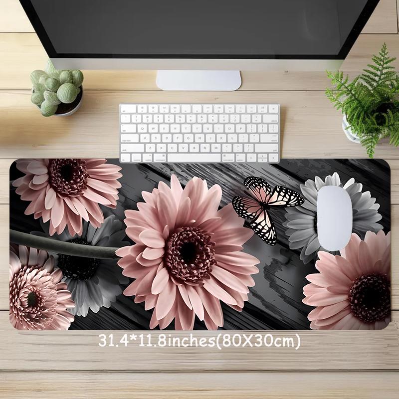 Vintage Sunflower & Butterfly Pattern Mouse Pad, Rectangle Gaming Mouse Pad, Non-slip Rubber Pad, Desktop Decoration Protective Pad for Home Office, Office Accessories, Gaming Mousepad
