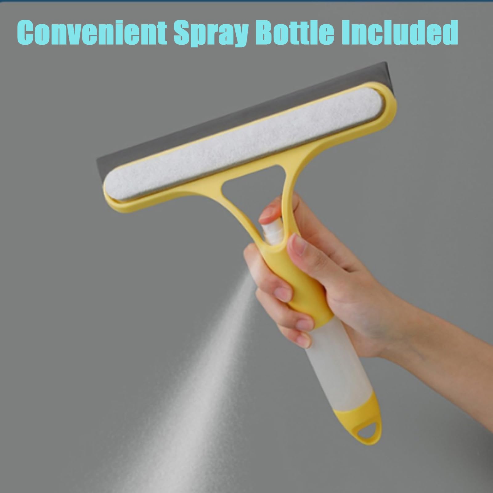 2025 New 3-in-1 Window Cleaning Tool, Multi-Function Spray Squeegee for Glass Doors, Windows, and Mirrors — Includes Scraper, Brush, and Spray Function. All-Purpose Glass Cleaner.