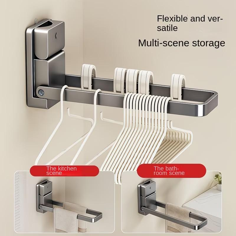 Foldable Towel Rack with Suction Cup, No-Drill Hand Towel Holder, Bathroom Organizer for Towels, Jewelry, Hairbands, Etc