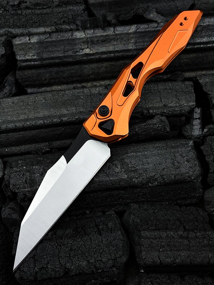 7650 Launch 13 Folding Pocket Knife 3.5" CPM-154 Stainless Steel Wharncliffe Blade, Orange Anodized Aluminum Handles Outdoor Hiking self defense tactical knife Camping Fishing Tools Knife EDC Knife