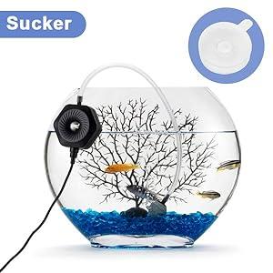 hygger Quiet Mini Small Aquarium Air Pump Betta Fish Tank Bubbler Oxygen Aeration Pump with Air Stone Tubing Suction Cup for 0.5-15 Gal Fish Bowl Aquarium Bubble Tube
