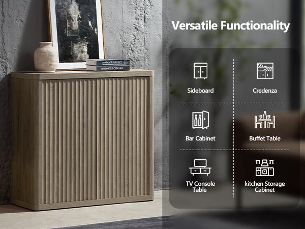 SICOTAS Buffet Cabinet with Storage Sideboard, 34.6" x 15.4" x 34.2" Size Accent Modern Credenza with Doors & Shelves Fluted Media Console Wood Mid Century Coffee Bar Table for Living Room Kitchen Dining Room Hallway, Durable SICOTAS Buffet Cabinet with Storage Sideboard, 34.6" x 15.4" x 34.2" Size Accent Modern Credenza with Doors & Shelves Fluted Media Console Wood Mid Century Coffee Bar Table for Living Room Kitchen Dining Room Hallway, Durable