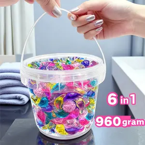 6 in 1 laundry Capsules, 50/120pcs enhanced fragrance Laundry Detergent Beads 💐👕✨ eco-friendly cleaning, softens clothes, powerful stain removal, disinfection and mite removal, clean and fragrant Scent Booster laundry gel