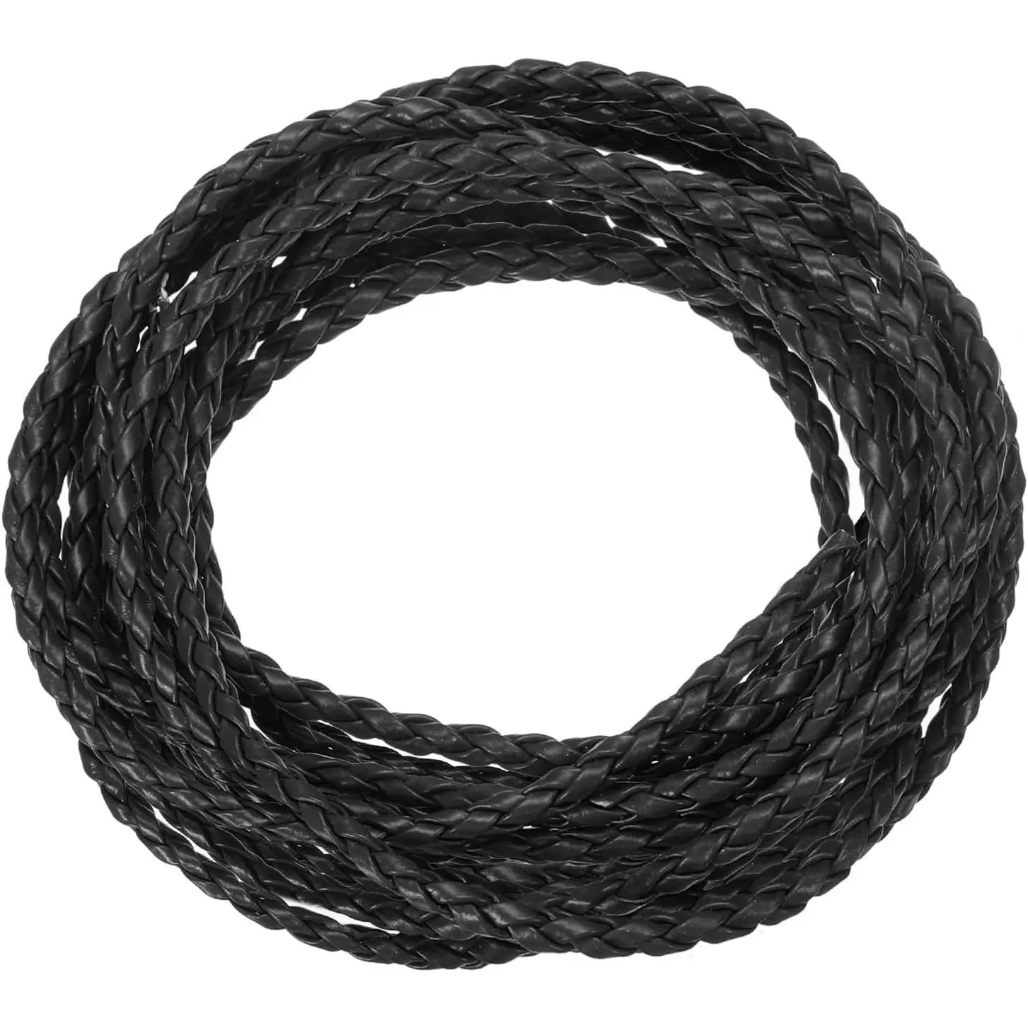Braided Leather Cords, Round Leather Strap, Soft Jewelry Leather Rope for Jewelry Making, Tie Making, Necklaces (3mm, 2 Yard, Black)