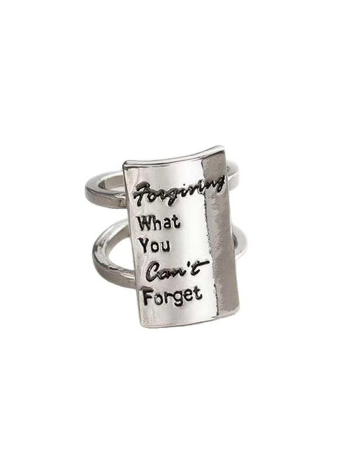 European and American Open Rectangle Letter Memorial Ring, Gratitude Release Kindness Ring, Casual Alloy Chain Material, All Seasons