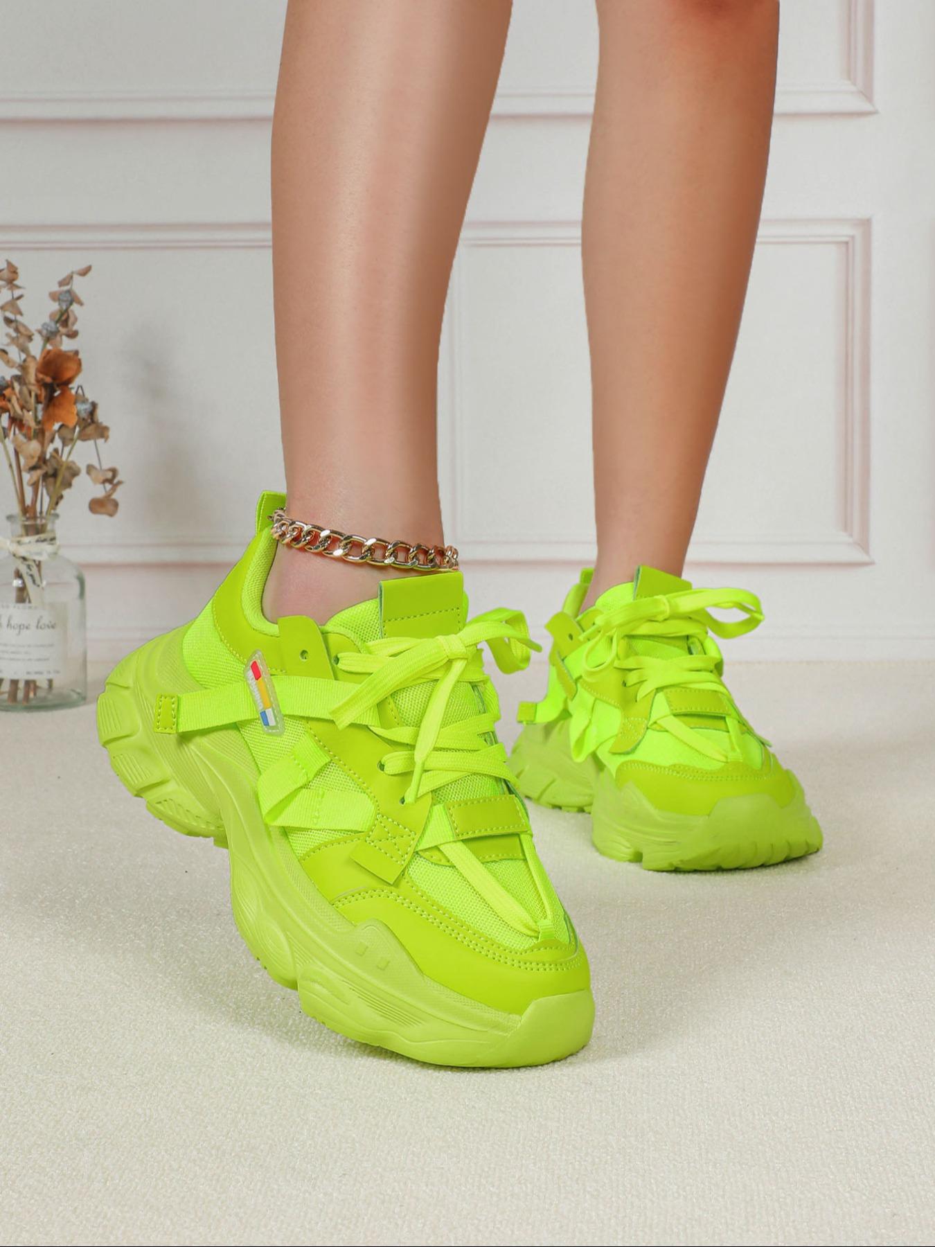 Fashionable Colorblock Lace Up Platform Sneakers, Casual Comfortable Breathable Sports Running Shoes, Female All-match Round Toe Chunky Sneakers for Daily Wear, Casual Running Footwear