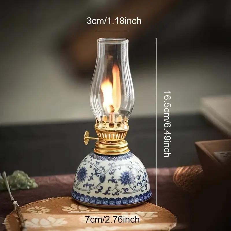 Porcelain Butter Lamp Without Oil, Lamp Stand Ornament, Outdoor Camping Atmosphere Lamp, Indoor Decorative Ornament, Table Decoration, Valentines Day Gift, Lighting