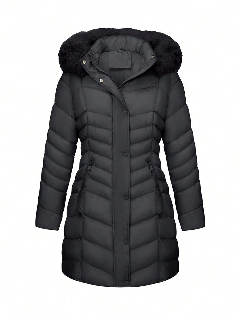 Women's Cotton Jacket Coat, Hooded Fleece Warm Fashion Outerwear, Casual Long Sleeve Pocket Design, Fall & Winter Street Style