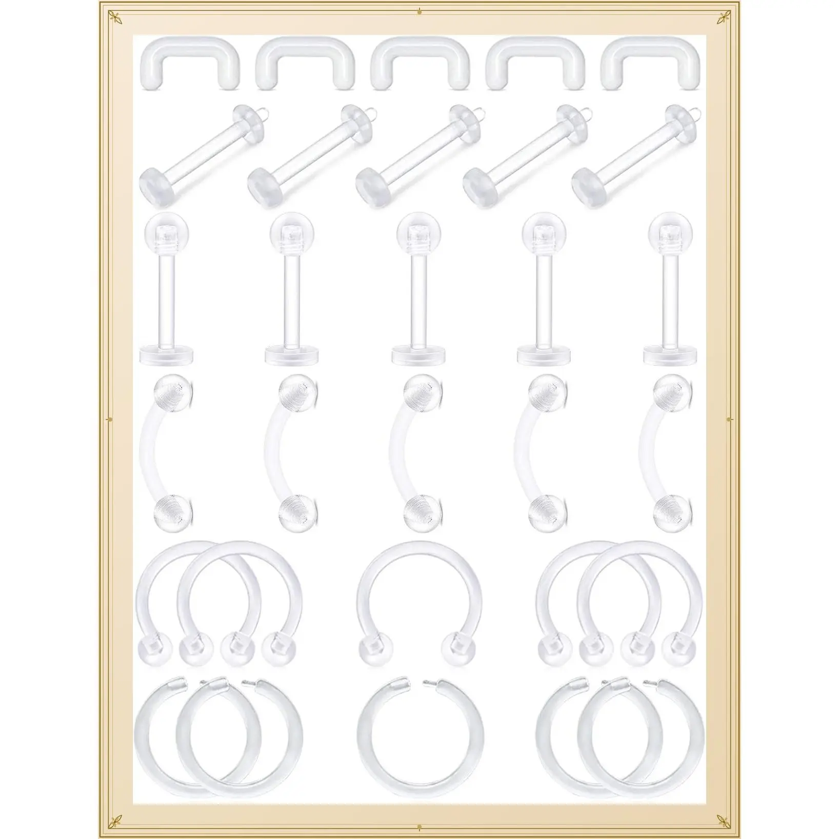 16G Clear Piercing Retainers Flexible Cartilage Helix Daith Rook Tragus Earring Retainer Bioflex Plastic Nose Septum Lip Eyebrow Rings Piercing Retainer