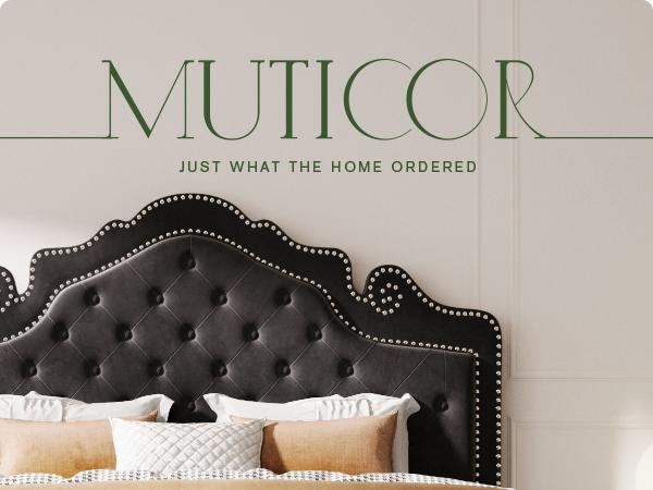 MUTICOR Royal Style Bed Frame with Adjustable Velvet Tiara Headboard【Frame Only No Mattress】 Upholstered Button Tufted Design,Wood Slats Support, No Box Spring Needed，Full/King/Queen Bed Frame #TikTokShopBlackFriday #ChristmasGifts