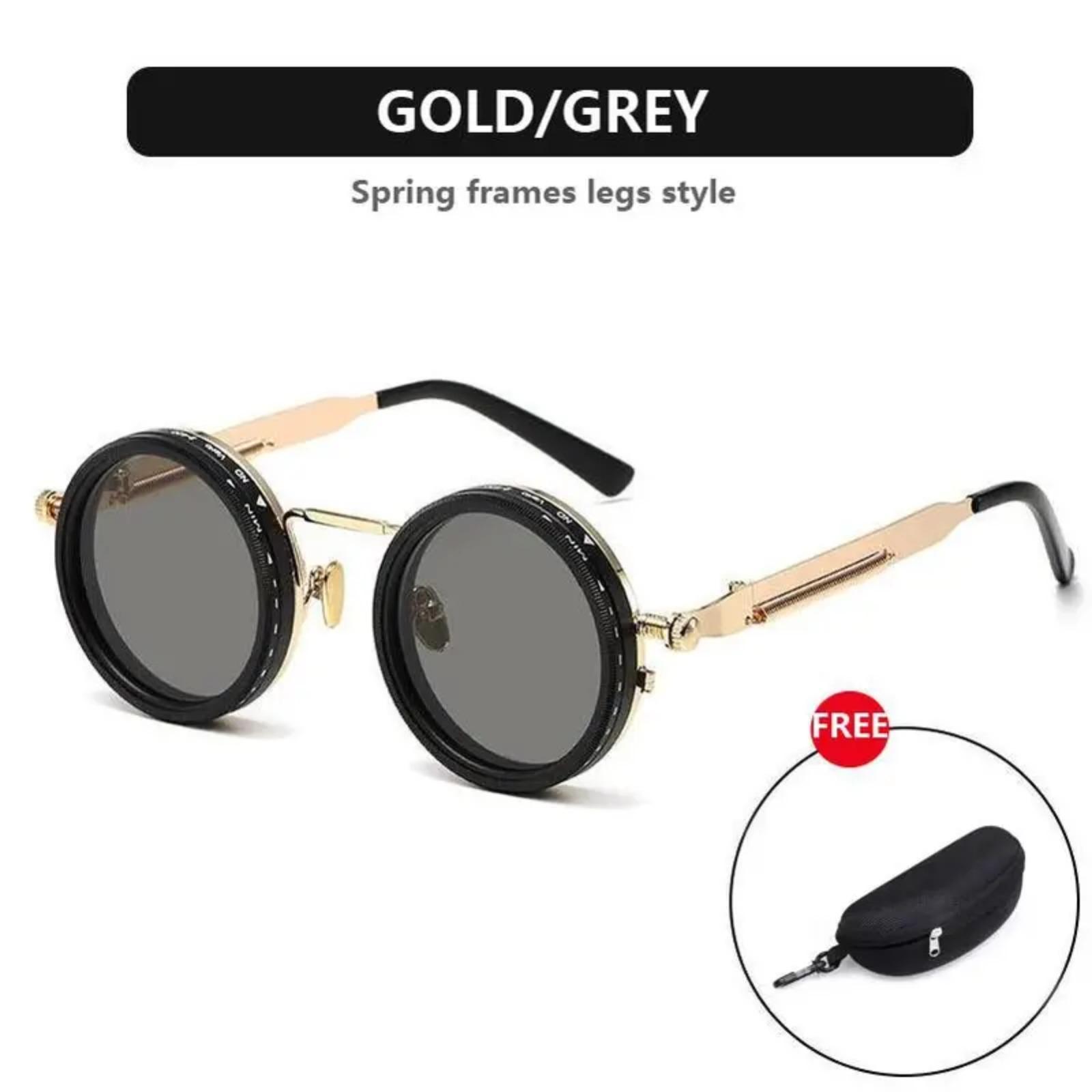 2026 New ND9 Polarized Round Sunglasses for Men Women, Photochromic Adjustable Lens UV400 Protection, Retro Punk Style Outdoor Eyewear Ideal for Fishing, Driving & Sports Activities