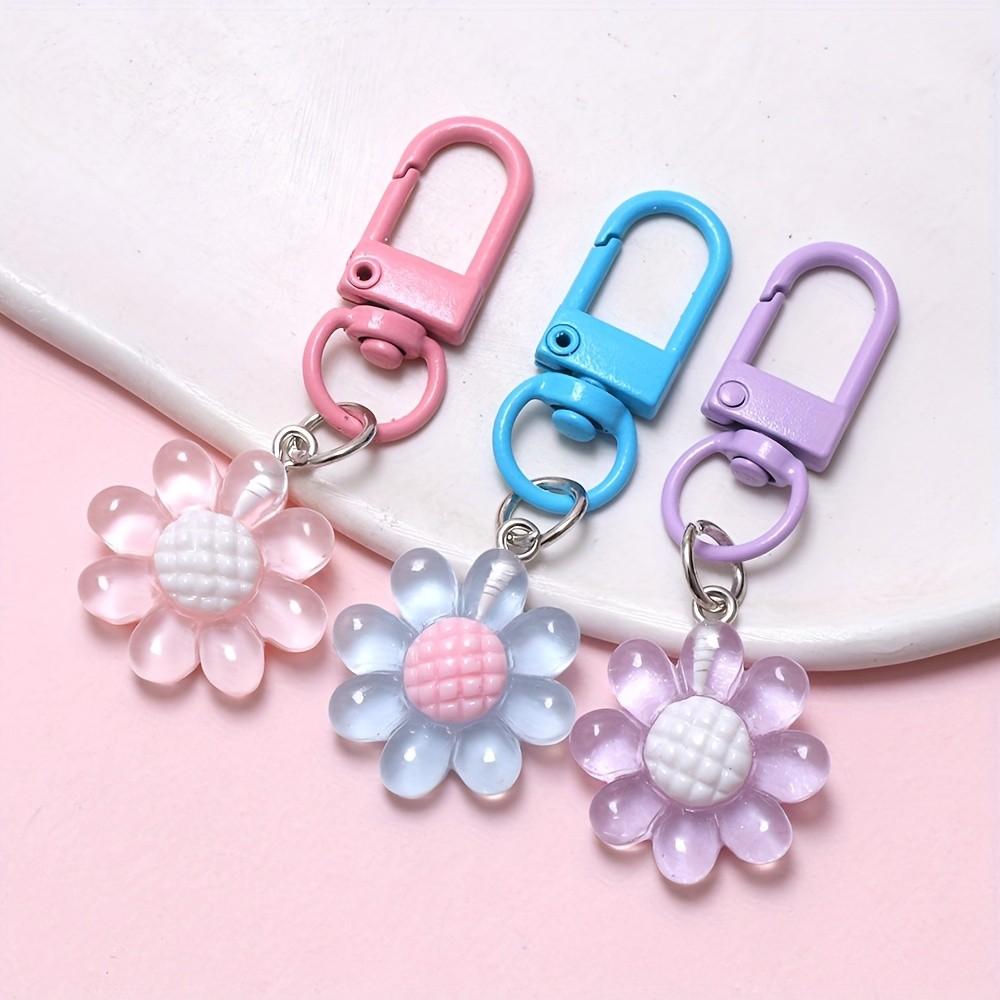 10-Pack Floral Resin Keychains, Elegant Flower Design, Durable Resin Material, Perfect for Gifts & Daily Use, Stylish Accessory