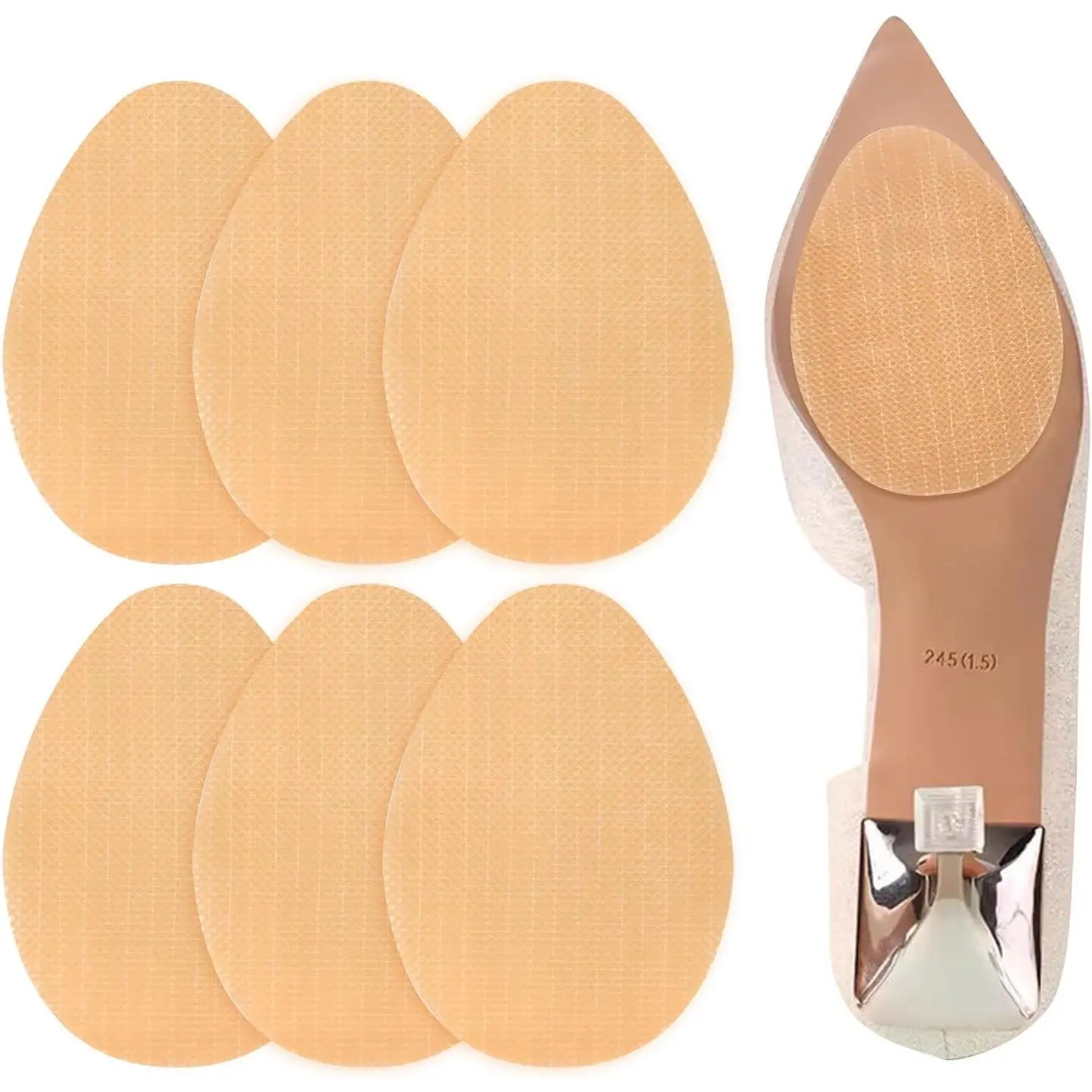 6 Pairs Non Slip Shoes Pads Self-Adhesive Anti Slip Sole Shoe Grips, Shoe Bottom and Heel Noise Reduction Stickers and Protectors Shoe Gummies for High Heel, Sneaker, Sandal (Transparent)