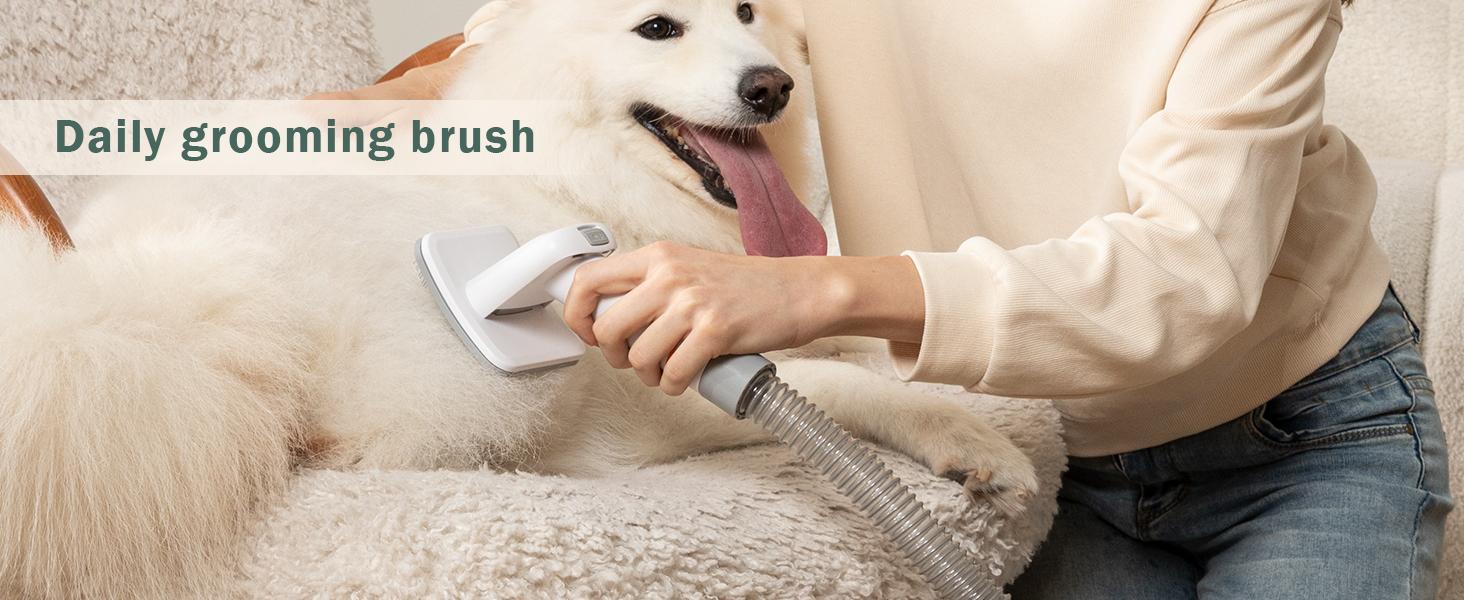 Afloia Dog Grooming Kit, Pet Grooming Vacuum & Dog Clippers, Nail Grinder Trimmer & Dog Brush for Shedding with Vacuum Grooming Tools, Low Noise Dog Vacuum Hair Remover Pet Grooming Supplies Green Portable