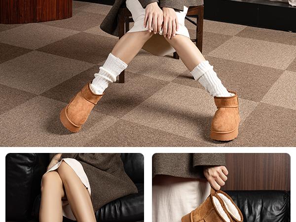 MUSSHOE Women’s Platform Snow Boots Classic Footwear