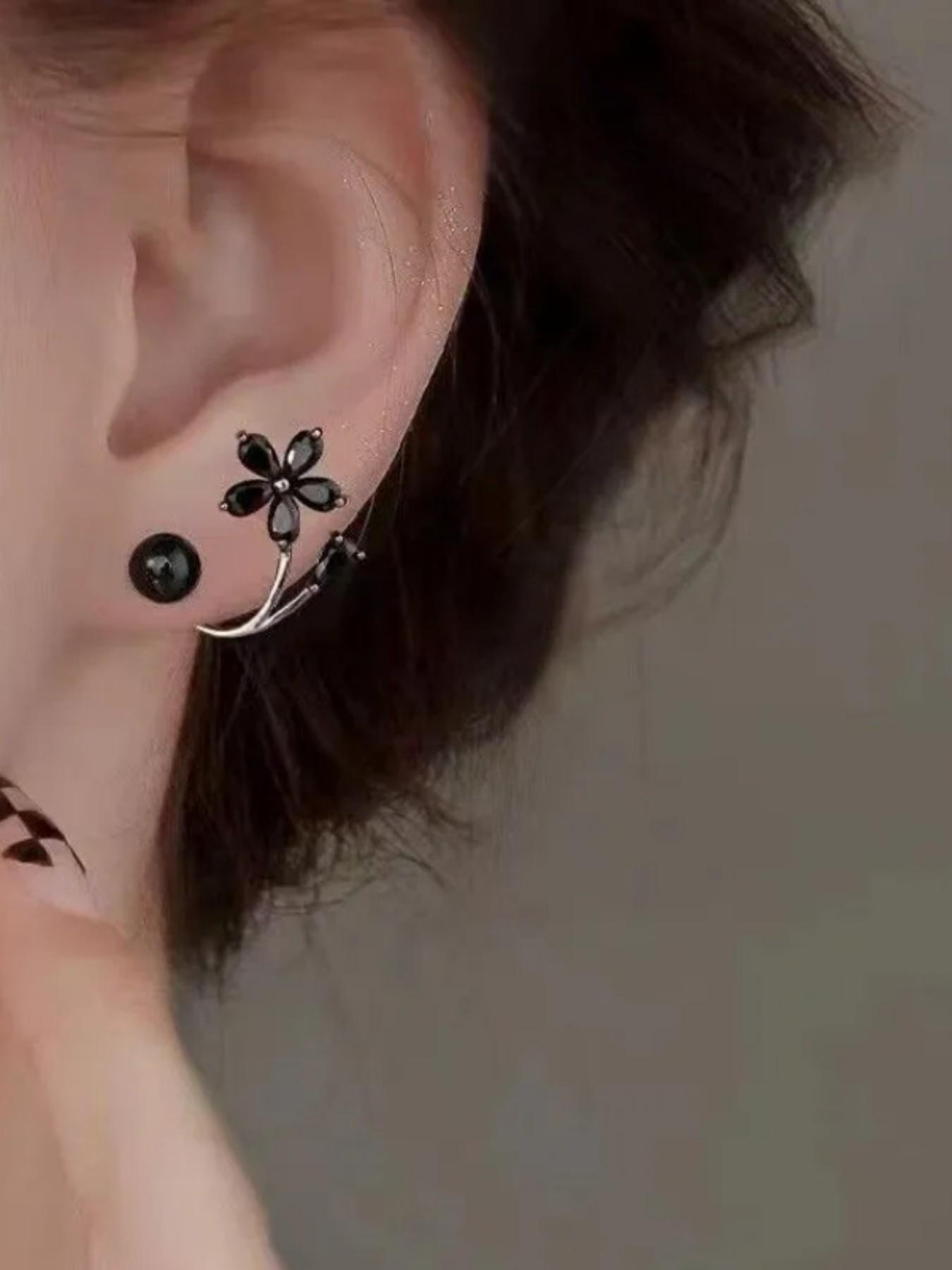 Elegant Tulip U-Shaped Earrings, Sparkling Cubic Zirconia Accents, Hypoallergenic Design for Daily and Special Occasions