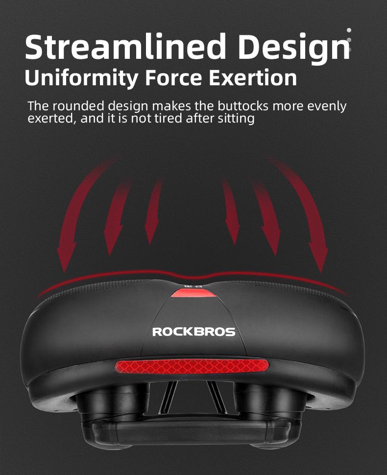 ROCKBROS Bike Seat Comfort Bike Saddle Mountain Bicycle Accessories for Men Women Soft Wide Bike Seat Cushion Dual Shock Absorbing with Reflective Strip ROCKBROS Bike Seat Comfort Bike Saddle Mountain Bicycle Accessories for Men Women Soft Wide Bike Seat Cushion Dual Shock Absorbing with Reflective Strip
