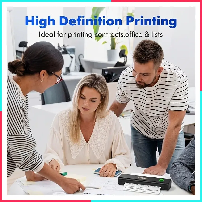 A4 Portable Inkless Thermal Printer with Paper Tray, Wireless Mobile Printer, Supports 8.5x11 Inch US Letter & A4 Thermal Paper, Compatible with Phones and Laptops, Ideal for Home, Office, School & Travel