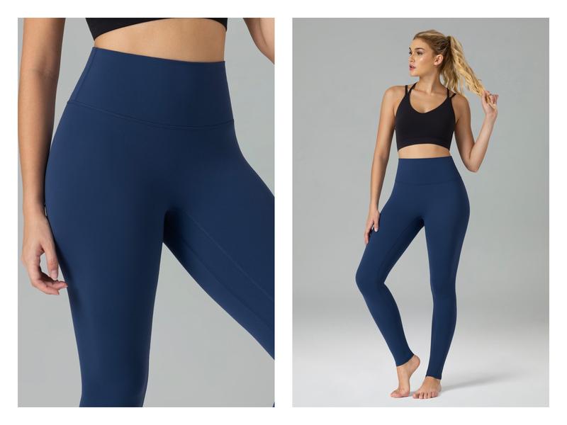 Colorfulkoala Women's No Front Seam Leggings Light Color Edition Dreamlux  High-Waisted Yoga Pants Tummy Control Athletic Workout Leggings with Inner Pocket 25"/28"