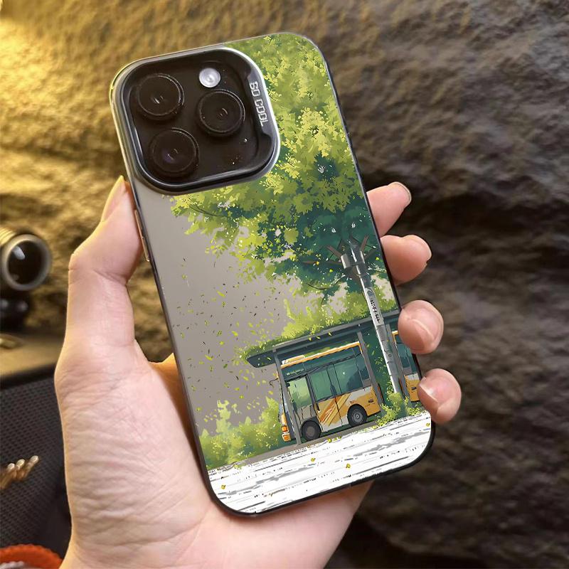 The Green Tree Bus Phone Case Is Suitable for Iphone 15/15 Plus/15 Pro/15 Pro Max, for Iphone 14/14 Plus/14 Pro/14 Pro Max, for Iphone 13/13 Pro/13 Pro Max, for Iphone 12/12 Pro/12 Pro Max, for Iphone 11/11/11 Pro Max/for Iphone