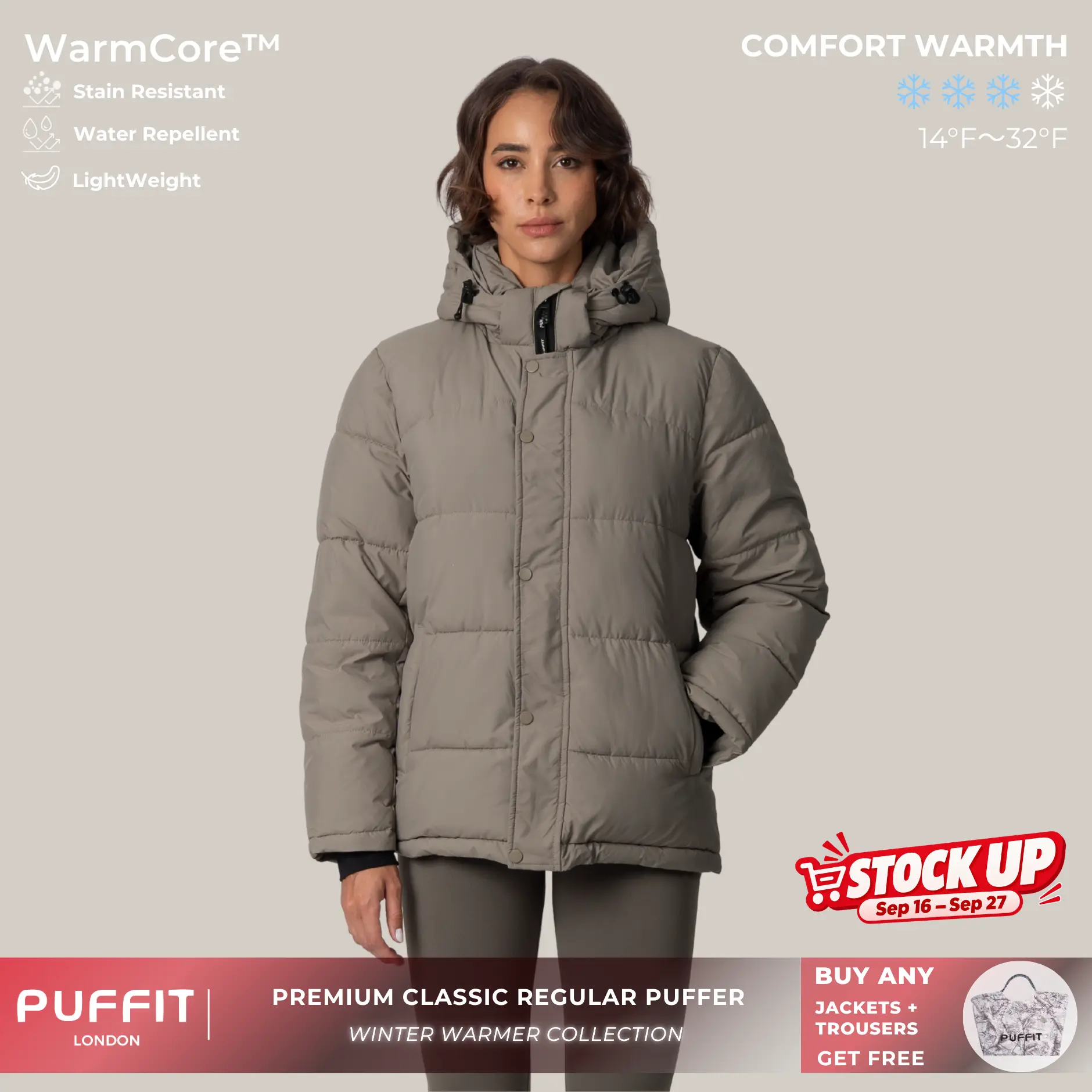 PUFFIT WarmCore Premium Detachable-Hood Puffer Jacket | Classic Lightweight Winter Coat,Windproof,Water-Repellent,Adjustable Drawstring Design,Womenswear,Tops,Outerwear,Long Sleeve,Fall Jacket,2026 Shopping