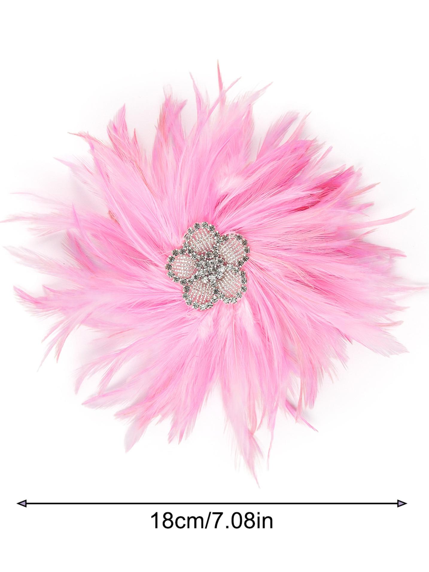 Sparkling Rhinestones Flower Feathered Hair Clip Hair Ornament for Festival Derby Event Gathering Cocktails Party Brooch Fash