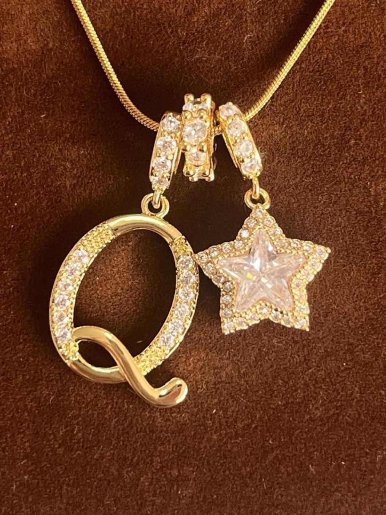 Elegant Sweet 26 Letter Zirconia Star Pendant Necklace, Necklace Initial, High End Necklace, Perfect Gift for Mom Or Girlfriend for Valentine's Day, Mother's Day & Birthdays, Personalized Jewelry Gift