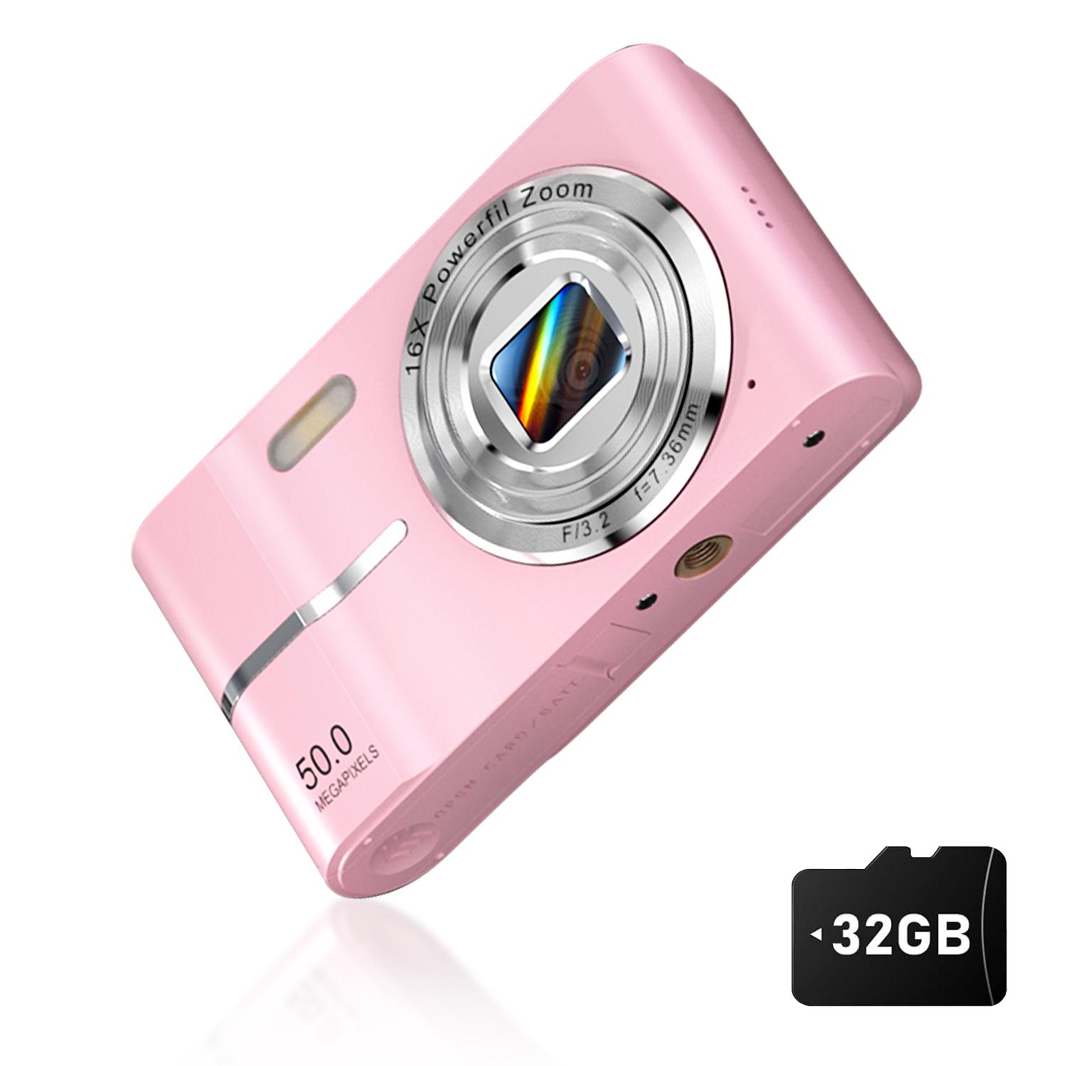 FHD 1080P Digital Camera with SD Card, 16X Digital Zoom Camera, Portable Mini Camera for Teenagers Students Boys Girls, Point and Shoot Camera for Gifts, Tech Gadgets, Gift, Pocket Camera FHD 1080P Digital Camera with SD Card, 16X Digital Zoom Camera, Portable Mini Camera for Teenagers Students Boys Girls, Point and Shoot Camera for Gifts, Tech Gadgets, Gift, Pocket Camera