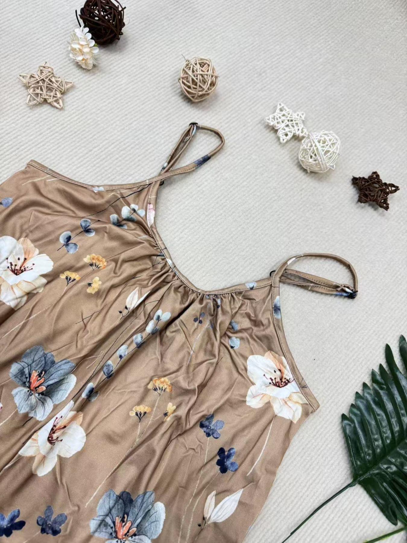 Comfortable Loose Jumpsuit, Perfect Vacation Selection, Just Right Pocket Design, U Neck Ruched Fit, Precise Tailoring, Sleeveless, Floral