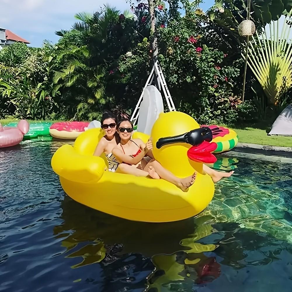 Giant Inflatable Duck Float Bed with Handle, Durable PVC Material, Camping Beach Lounge Chair, Outdoor Summer Water Toy, Party Decoration