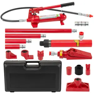 12 Ton Hydraulic Porta Power Kit - Heavy Duty Auto Body Frame Repair Tool Set - 4.6ft Oil Hose, 26,455 lbs Capacity - Portable, Storage Case - For Car, Truck, SUV, Garage