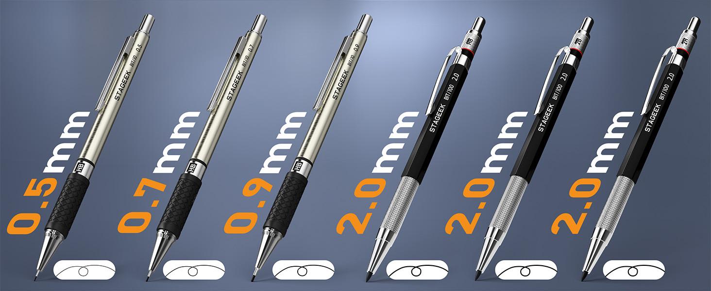STAGEEK 34Pack Art Mechanical Pencil Set, Drafting Pencil 0.5, 0.7, 0.9MM & 3PCS 2.0MM Mechanical Drawing Pencils with 384PCS Leads (6B 4B 2B HB 2H 4H Color) for Artist Sketching Drawing,Back to SchoolEssentials,Gifts, SchoolSupplies 2025