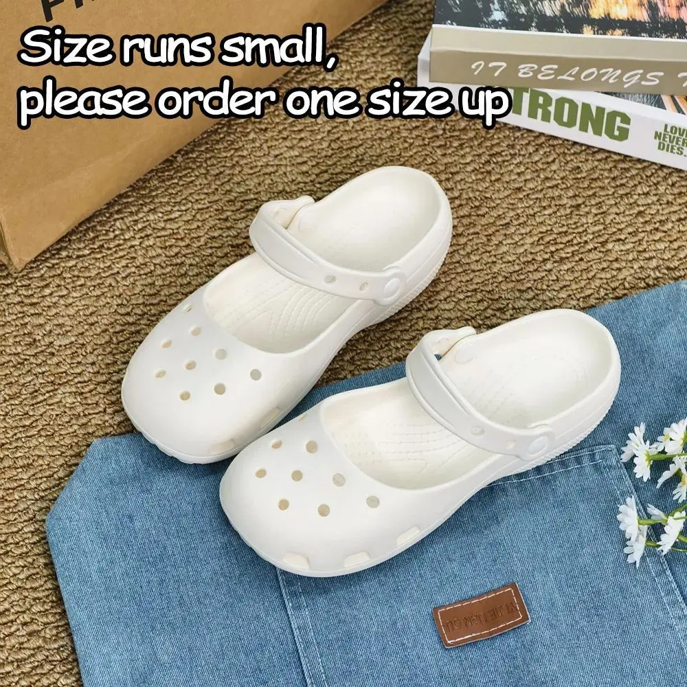 Summer New Women's Cute Ballet Hole Shoes Retro EVA Outer Wear Mary Jane Shoes Anti Slip Outdoor Beach Sandals