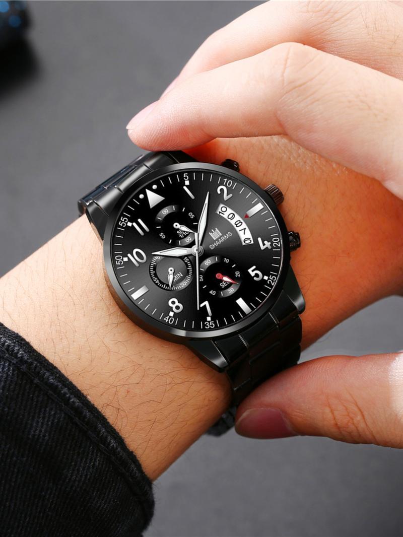 Men's Business Fashion Watch Set, Fashion Watch for Party, Daily Clothing Decor, Trendy All-match & Exquisite Watch for Birthday Gift, Modern Fashionable Wristwatch