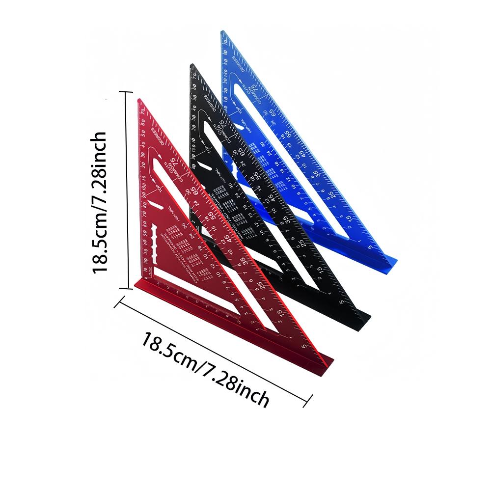 7 Inch Metric Triangular Ruler High Precision with 90° & 45° Angles Linear Measurement for Woodworking, Metalwork, Roofing, Drawing