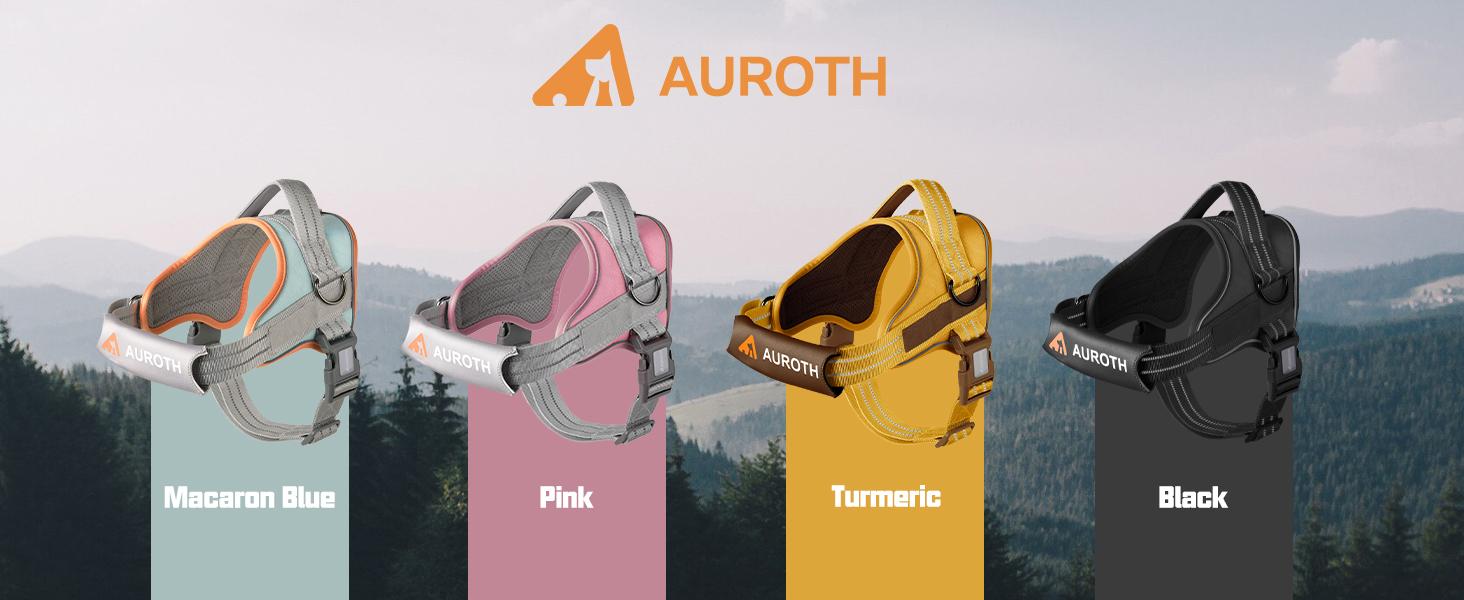 AUROTH No Pull Dog Harness Straps, Safety Harnesses for Dogs – Soft Padded Service Vest, Reflective, Adjustable, Easy On & Off – Ideal for Walking & Training, Fits Small, Medium & Large Dogs