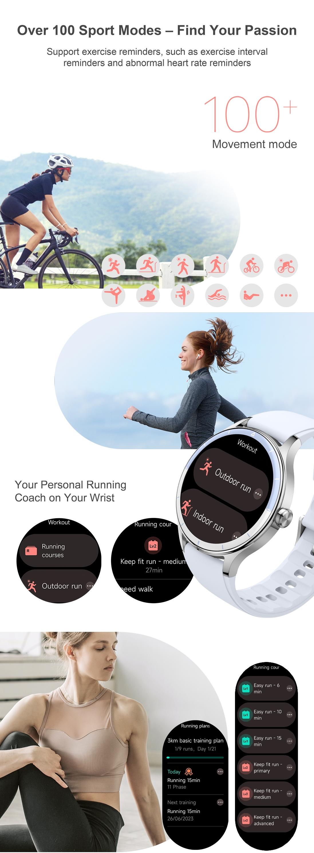DR06 Stylish Round Smart Watch for Women Slim Versatile Heart Rate Sleep Monitor for Office Commuting Casual Wear