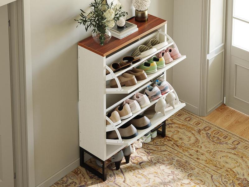 YITAHOME Shoe Cabinet with 2/4 Flip Drawers, Freestanding Shoe Rack, Shoe Organizer, Narrow Shoe Cabinet for EntryWay Hallway Living Room YITAHOME Shoe Cabinet with 2/4 Flip Drawers, Freestanding Shoe Rack, Shoe Organizer, Narrow Shoe Cabinet for EntryWay Hallway Living Room
