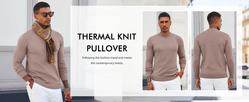 Runcati Mens Mock Turtleneck Pullover Slim Fit Casual Basic Thermal Knit Sweater Lightweight Long Sleeve Pullover Tee