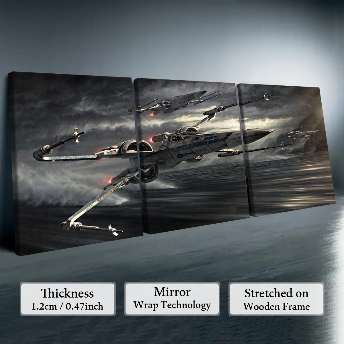 Wooden Framed Canvas Painting Set, 3 Counts/set Aircraft Pattern Wall Art Decor, Wall Decor for Home Living Room Bedroom Office