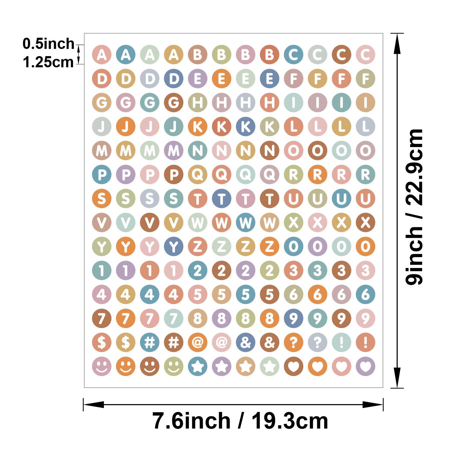 Colorful Round Alphabet Stickers Set, 6 Sheets/sheet, Waterproof 0.5-Inch Letters & Numbers, Ideal for Scrapbooking, Journaling, DIY Projects