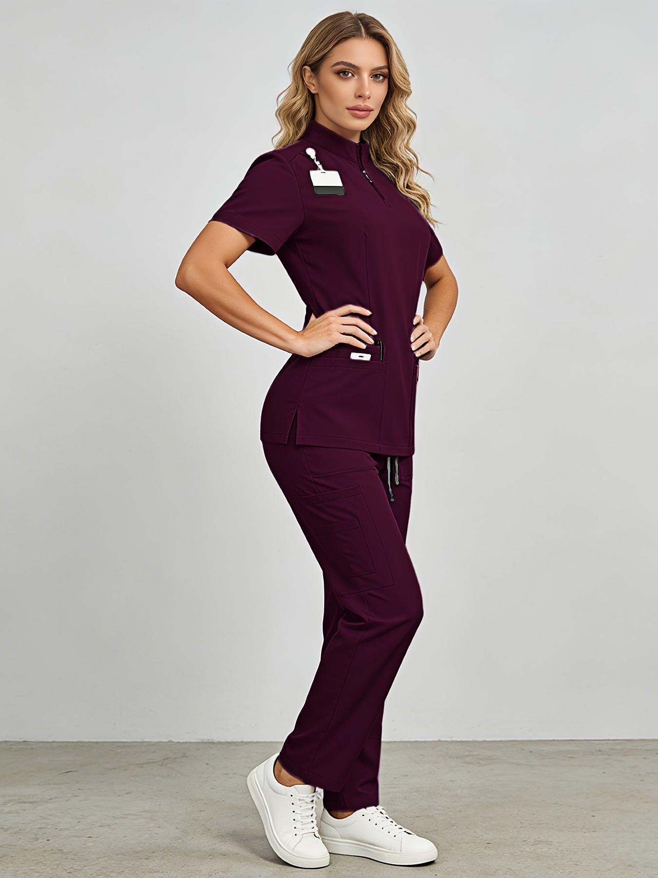Professional Stand Collar Scrub Suit Uniforms Workwear Womenswear for Simple Protection, Micro-Stretch Fabric, Fit, Multi-Functional Pockets, Suitable for Hospital & Clinic Use Professional Stand Collar Scrub Suit Uniforms Workwear Womenswear for Simple Protection, Micro-Stretch Fabric, Fit, Multi-Functional Pockets, Suitable for Hospital & Clinic Use