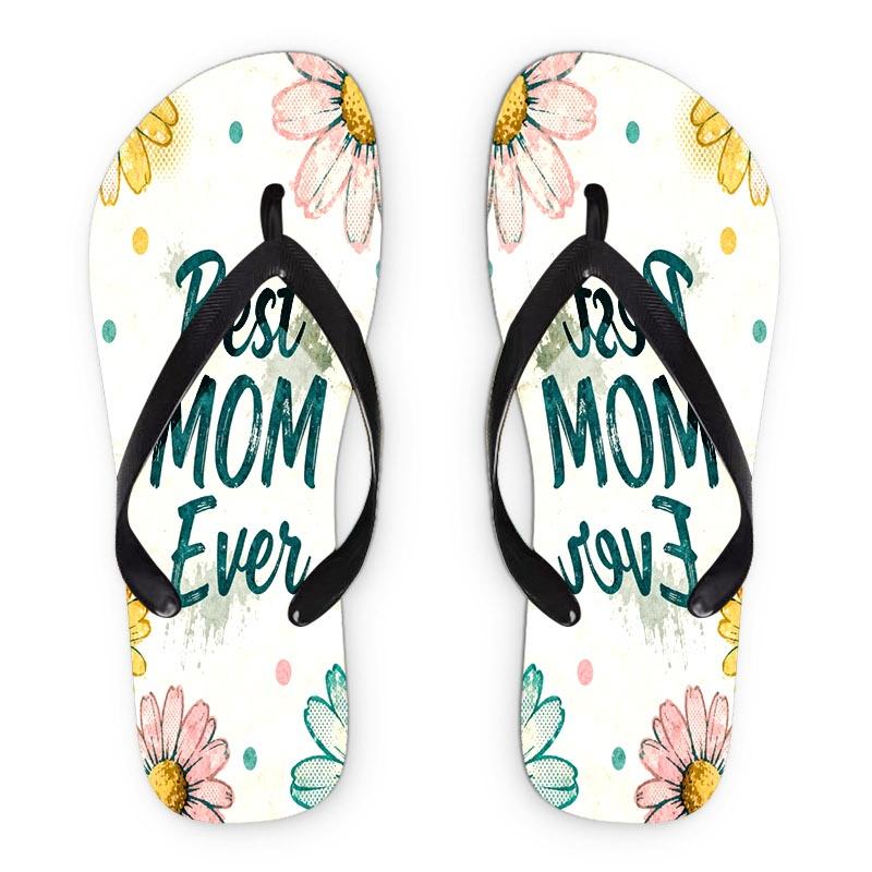 2026 Summer New Women's Flip Flops, Open Toe, Flat Heel, "Best MOM Ever" Daisy Decor, Multiple Colors&Sizes, Suitable for Mother's Day/Easter/Holiday Gift, All-Season Wear, Dry Clean, Fashion Sandals for Ladies, Women Shoes