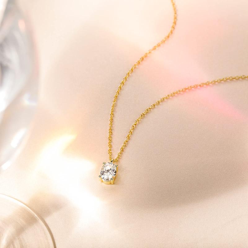 EAMTI 1CT 925 Sterling Silver Gold Plated Necklaces for Women Oval Cut Solitaire CZ Pendant Necklace EAMTI 1CT 925 Sterling Silver Gold Plated Necklaces for Women Oval Cut Solitaire CZ Pendant Necklace