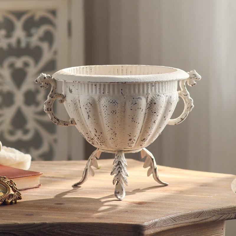 Vintage Distressed Ironwork Floral Display Frame, American Country Style, Villa Courtyard Decoration, Craftwork & Photography Props