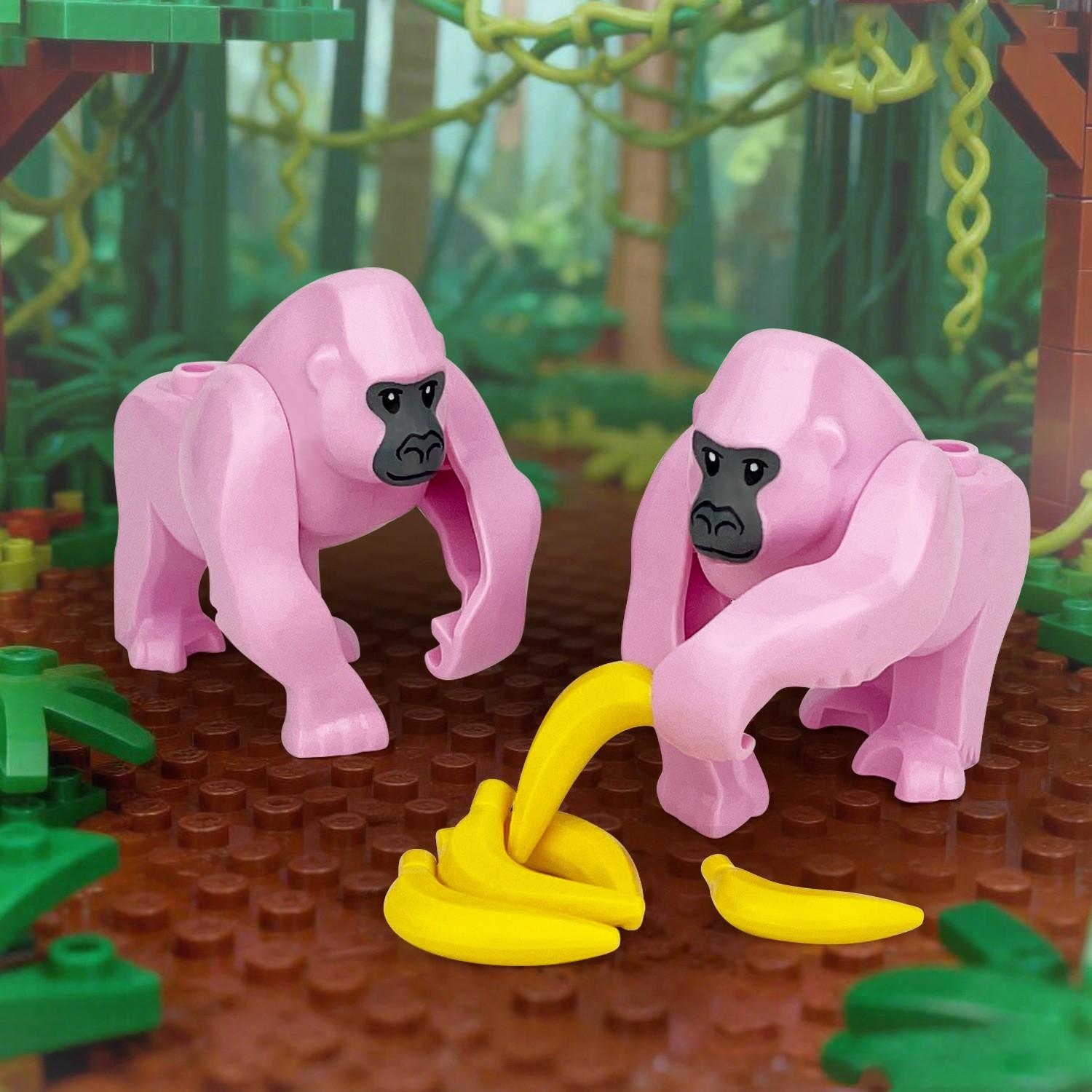 TOOUEE 4PCS Chimpanzee Building Blocks Set, Plastic Animal Figurine , Compatible with Major Brands, Creative Desktop Decor Home Office Collection Model for Animal Lovers, Gift for Christmas Halloween