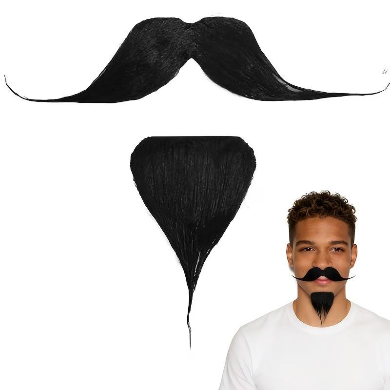 2-Pack Fake Mustache and Beard, Sticky Mustache for Creepy Halloween Costume and Party Accessories, Perfect for Elderly Makeup