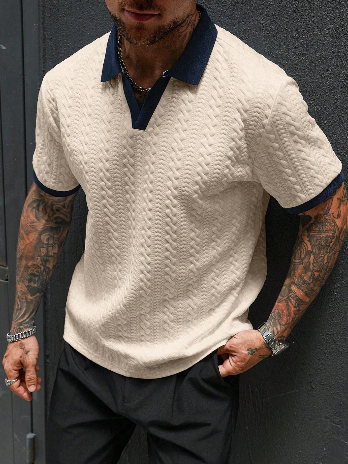 Men's Simple Versatile Pullover Sweater, Comfortable Knit Shirt Collar Design, Casual Fit for Daily Wear & Office Use