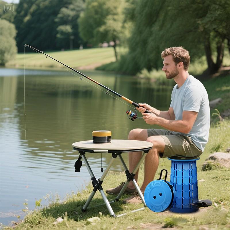 Upgrade Outdoor Expandable Folding Stool with Handle, Portable Outdoor Chair, Durable Lightweight, Holds Up to 400 Lbs, Portable Design for Camping Fishing Sketching Hiking BBQ