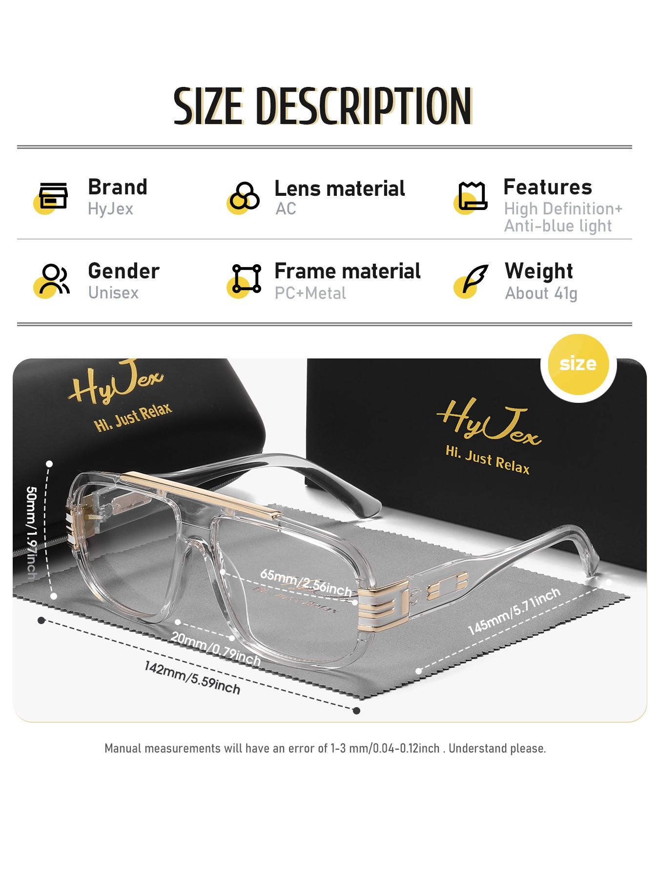 HyJex 1 Pair Unisex Classic Design Anti Blue Light Full Frame Plano Glasses Enduring Appeal Frog Frame Plano Glasses